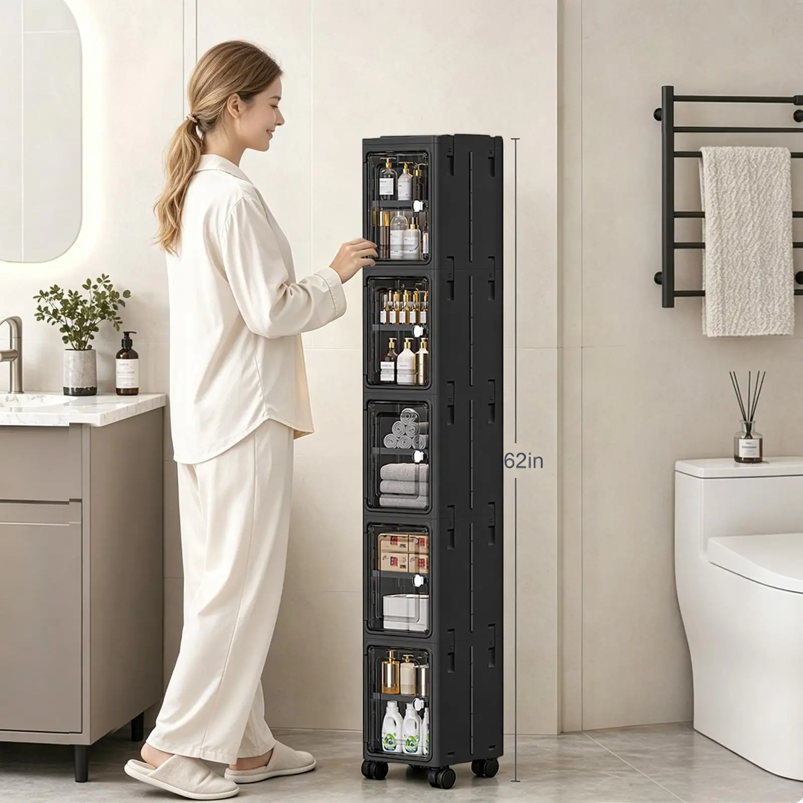 5-Tier Black Slim Narrow Rolli - Kitchen Appliances Cabinet recension och pris