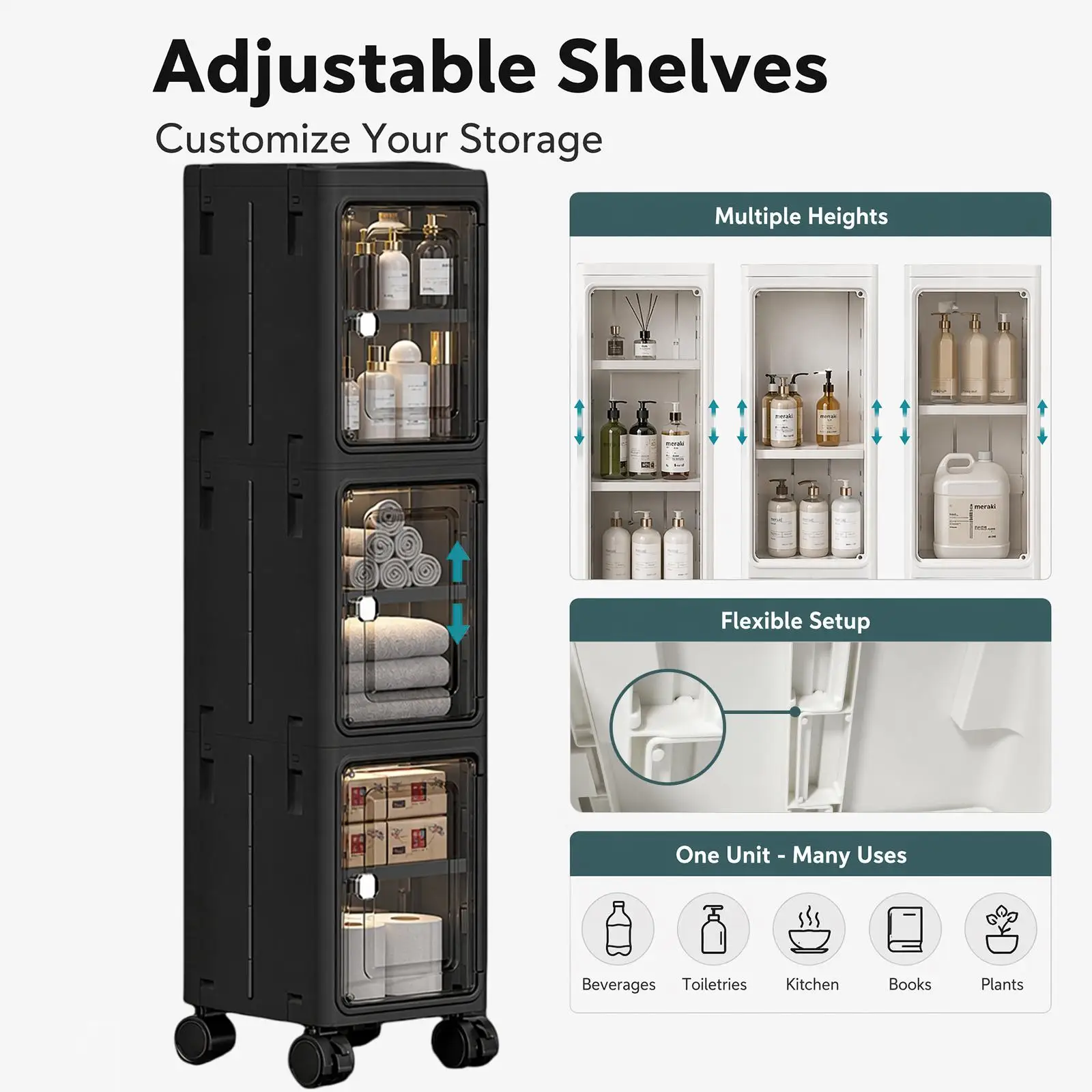 5-Tier Black Slim Narrow Rolli - Kitchen Appliances Cabinet recension och pris